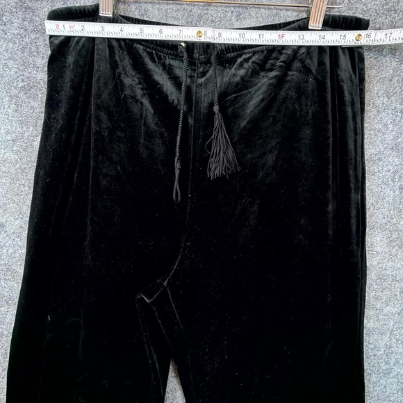 Amanda Smith Velvet Pants Womens Medium Black Stretch Wide Leg Elastic Waist - Picture 4 of 5
